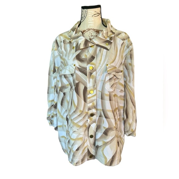 Zenergy by Chico’s lightweight jacket on soft gold design size 3 - Picture 1 of 13